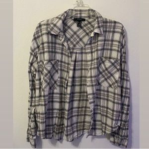 forever 21 white oversized flannel